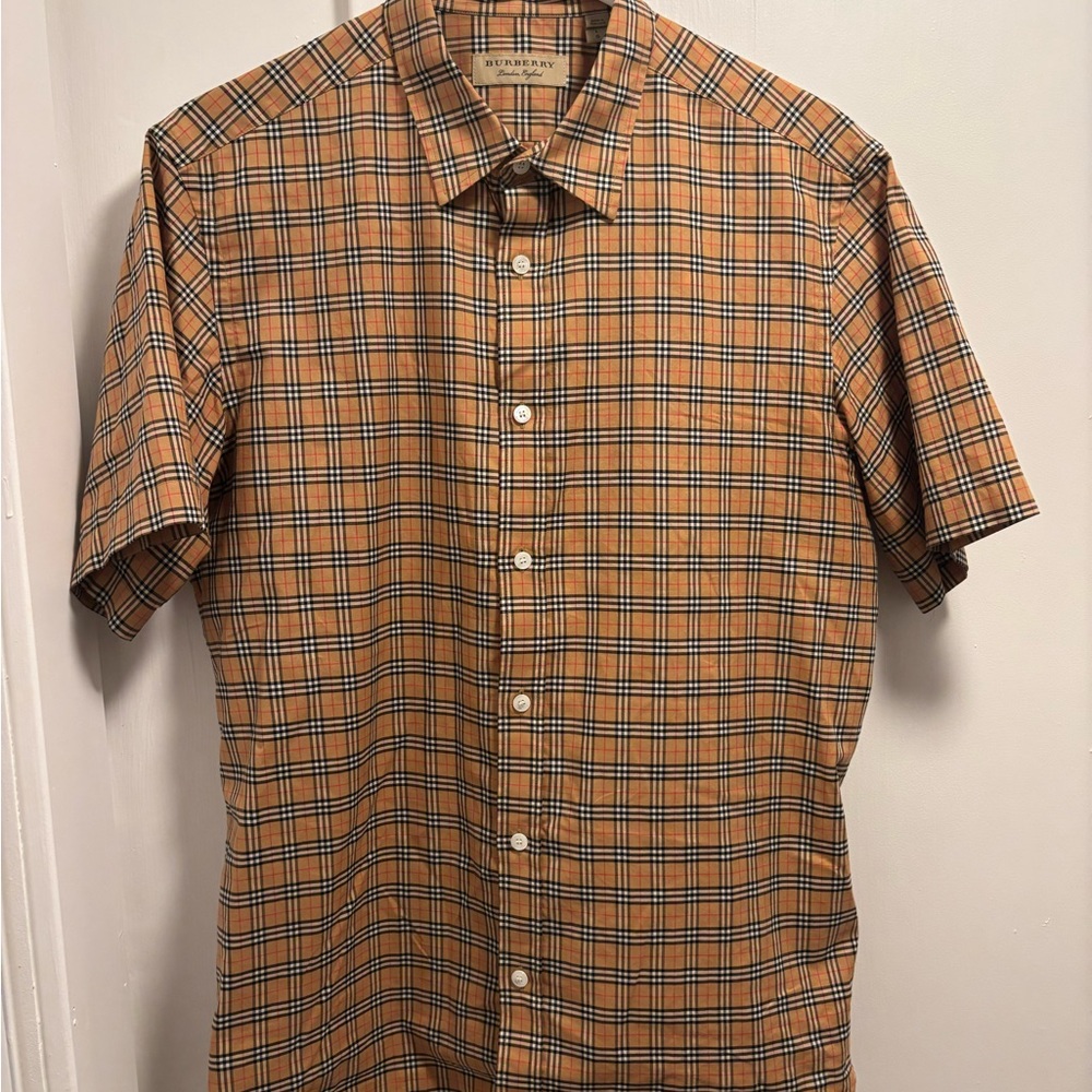 Burberry Men's Casual Orange Checkered Shirt